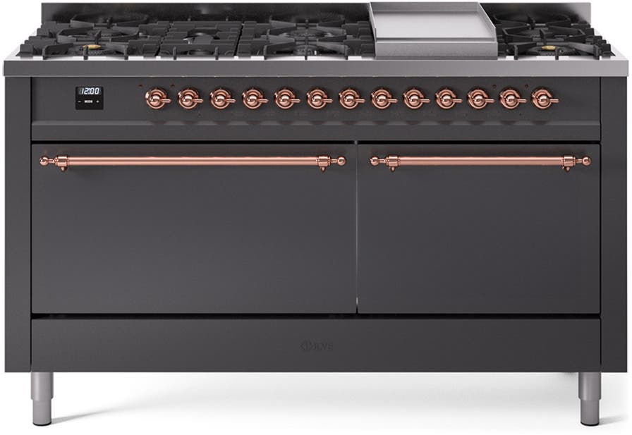 Ilve UP60FQNMPMGPLP Graphite Matte With Copper Trim, Lp