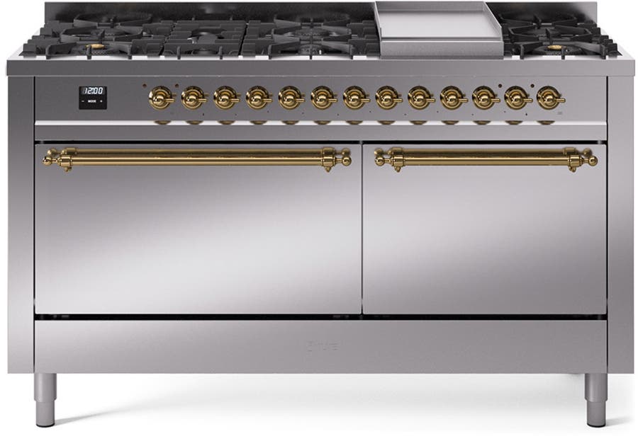 Stainless Steel, Brass Trim, Solid Door