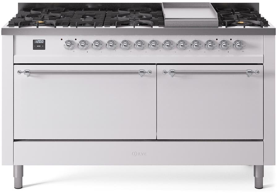 Ilve UP60FQNMPWHCLP White With Chrome Trim, Lp