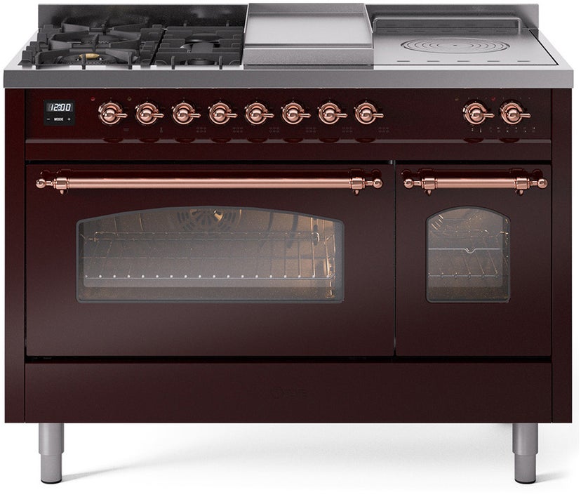 Ilve UP48FSNMPBUPLP 48 inch Dual Fuel Range Gas Burner Top and Electri...