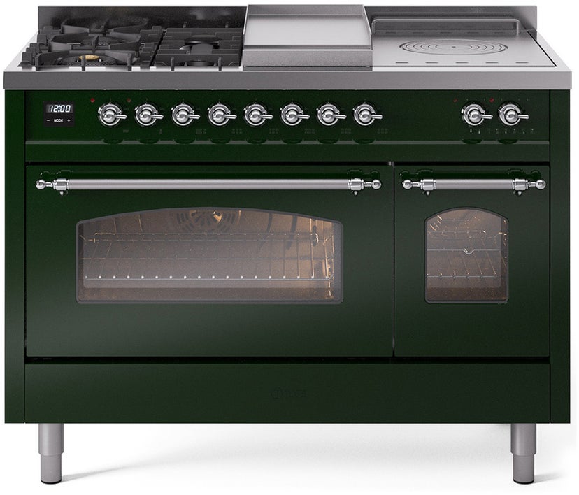 Ilve UP48FSNMPEGCLP 48 inch Dual Fuel Range Gas Burner Top and Electri...