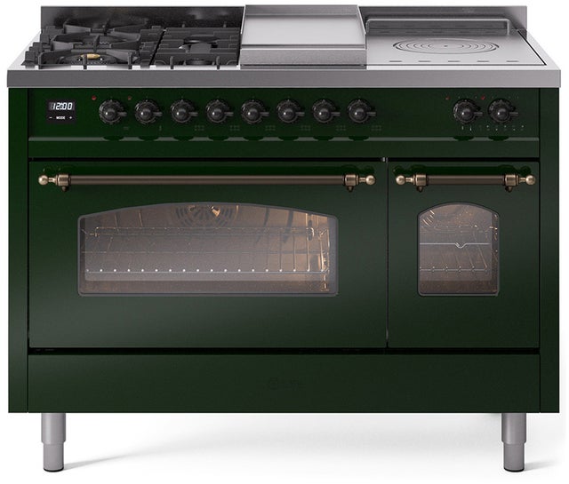 Ilve UP48FSNMPEGBLP 48 inch Dual Fuel Range Gas Burner Top and Electri...