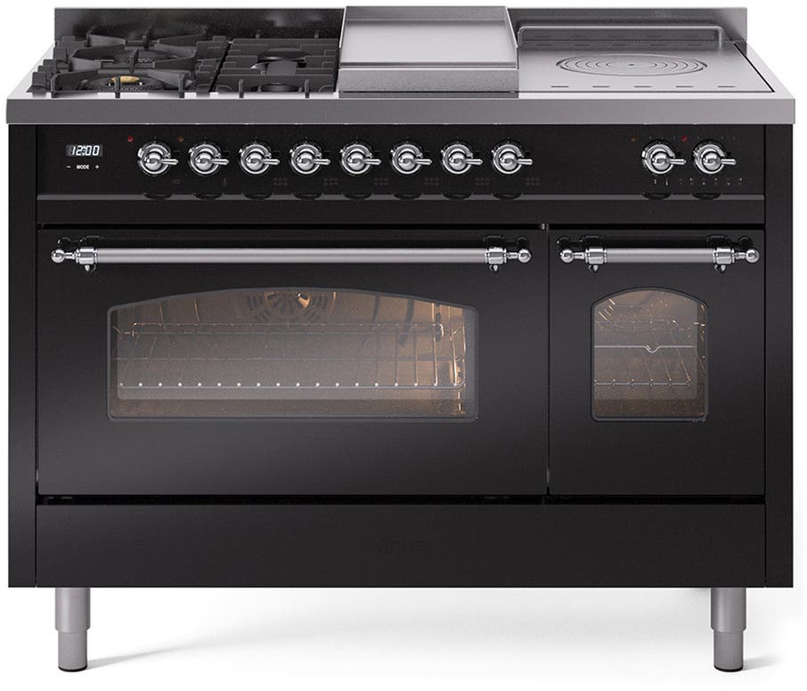 Ilve UP48FSNMPBKCLP Glossy Black With Chrome Trim, Lp