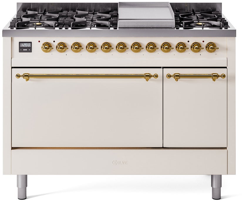 Ilve UP48FQNMPAWGLP Nostalgie 48 Inch Dual Fuel Range with 8 Sealed Bu...