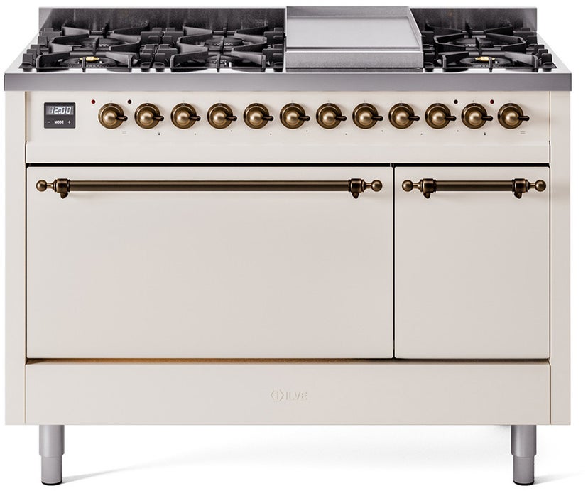 Ilve UP48FQNMPAWBLP Nostalgie 48 Inch Dual Fuel Range with 8 Sealed Bu...