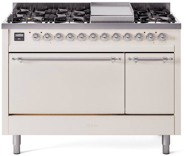 Ilve UP48FQNMPAWC Nostalgie 48 Inch Dual Fuel Range with 8 Sealed Bu...