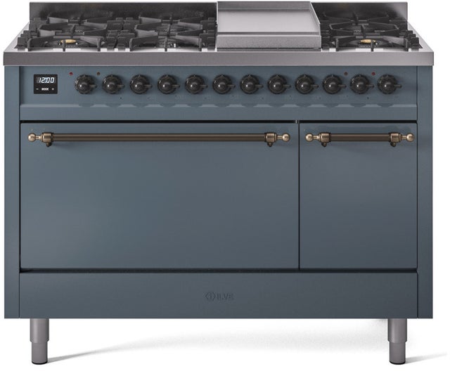 Ilve UP48FQNMPBGB Nostalgie 48 Inch Dual Fuel Range with 8 Sealed Bu...