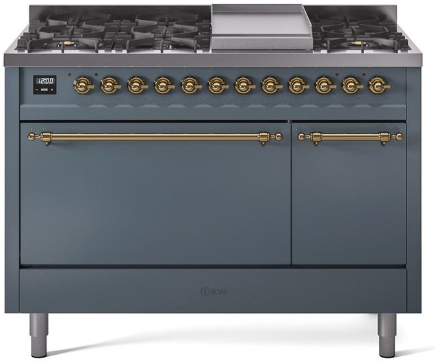 Ilve UP48FQNMPBGGLP Nostalgie 48 Inch Dual Fuel Range with 8 Sealed Bu...