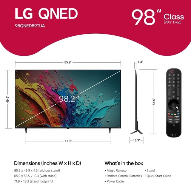 LG Electronics 98QNED89TUA 4K UHD 120 Hz Smart NanoCell LED TV w/ A8 Intellig...