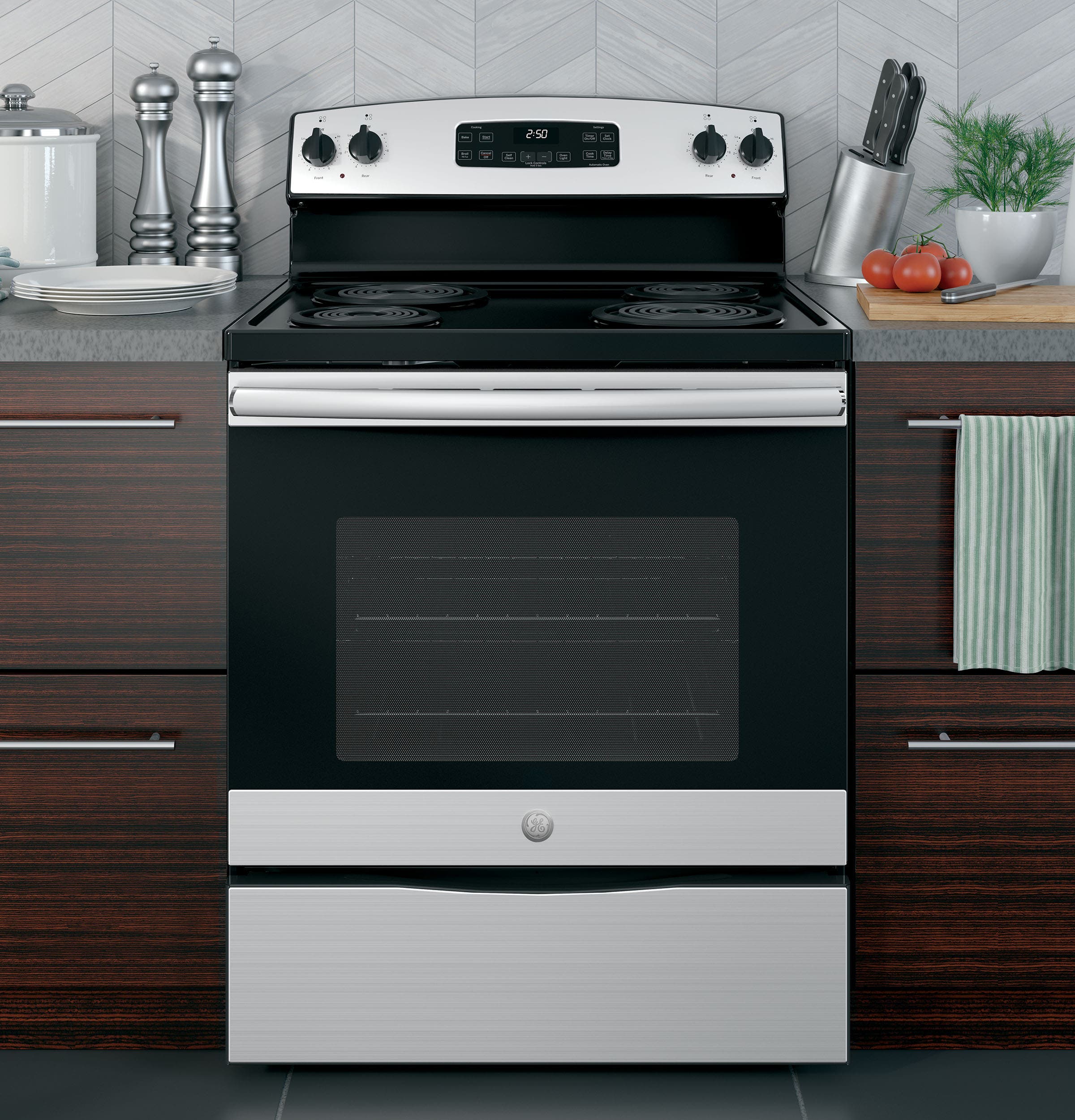GE JB250RKSS Stainless Steel/black