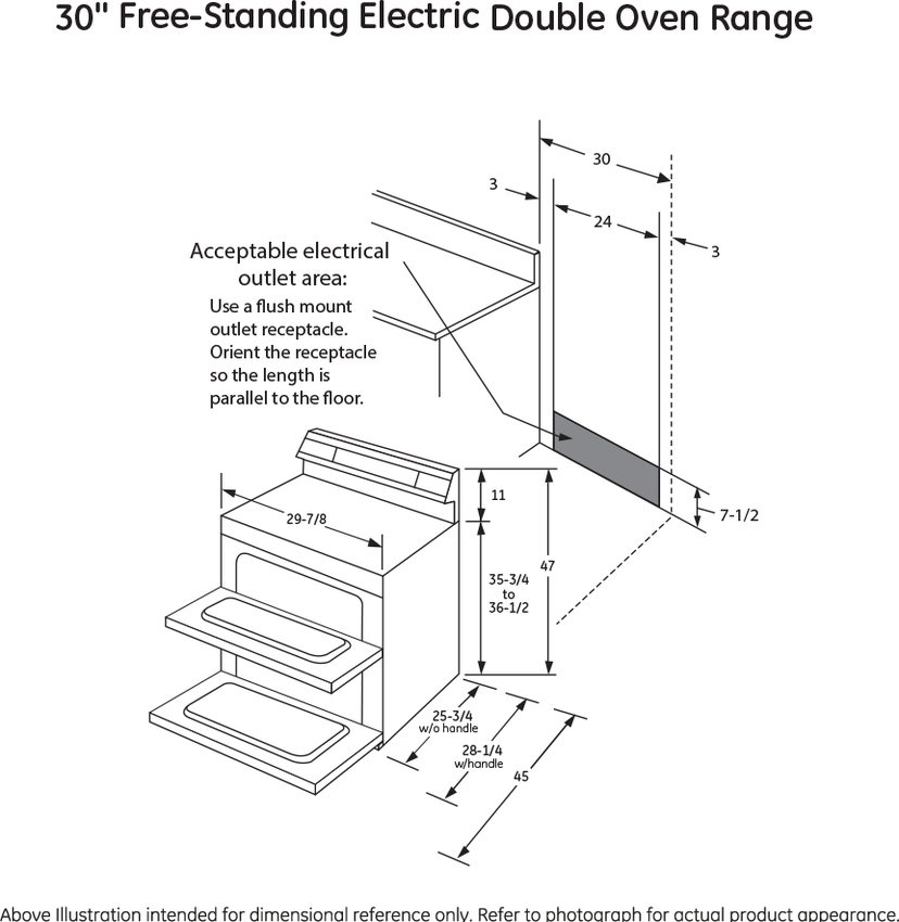 GE JB860DJWW 30 Inch Freestanding Electric Double Oven Convecti...