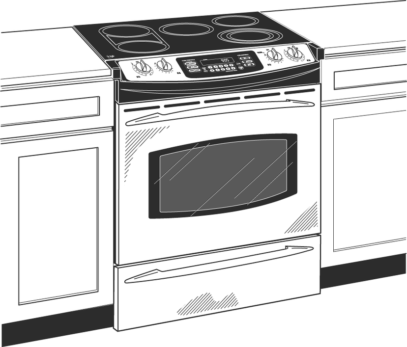 GE JS905SKSS 30" Slide-in Electric Range with 5 Radiant Element...