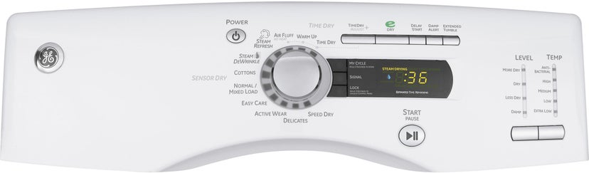 GE GFDS350ELWW 27" Electric Steam Dryer with 7.5 cu. ft. Capacity...