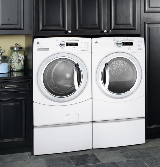 GE GFDS350ELWW 27" Electric Steam Dryer with 7.5 cu. ft. Capacity...