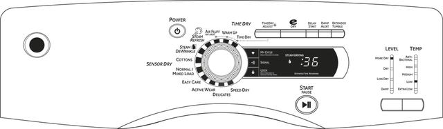 GE GFDS350ELWW 27" Electric Steam Dryer with 7.5 cu. ft. Capacity...