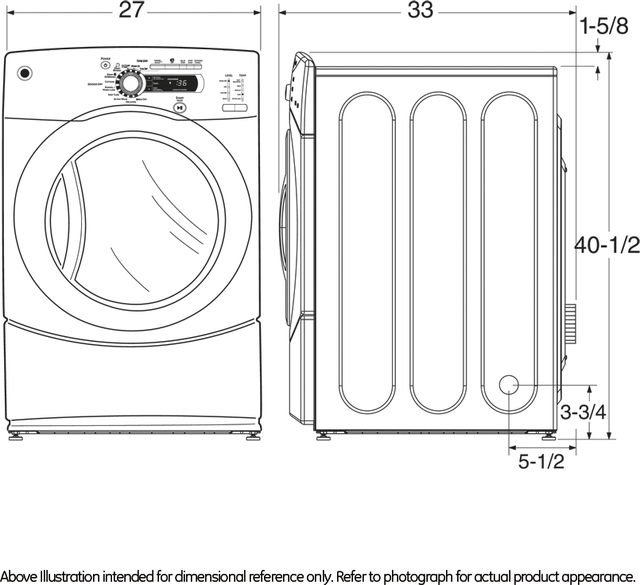 GE GFDS350ELWW 27" Electric Steam Dryer with 7.5 cu. ft. Capacity...