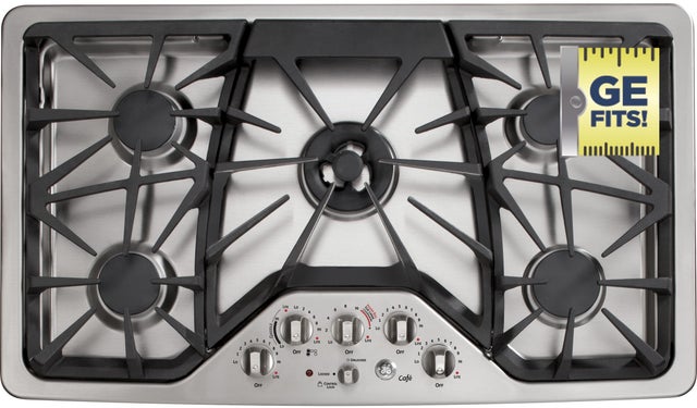 GE CGP650SETSS 36 Inch Gas Cooktop with Griddle Accessory, Precis...