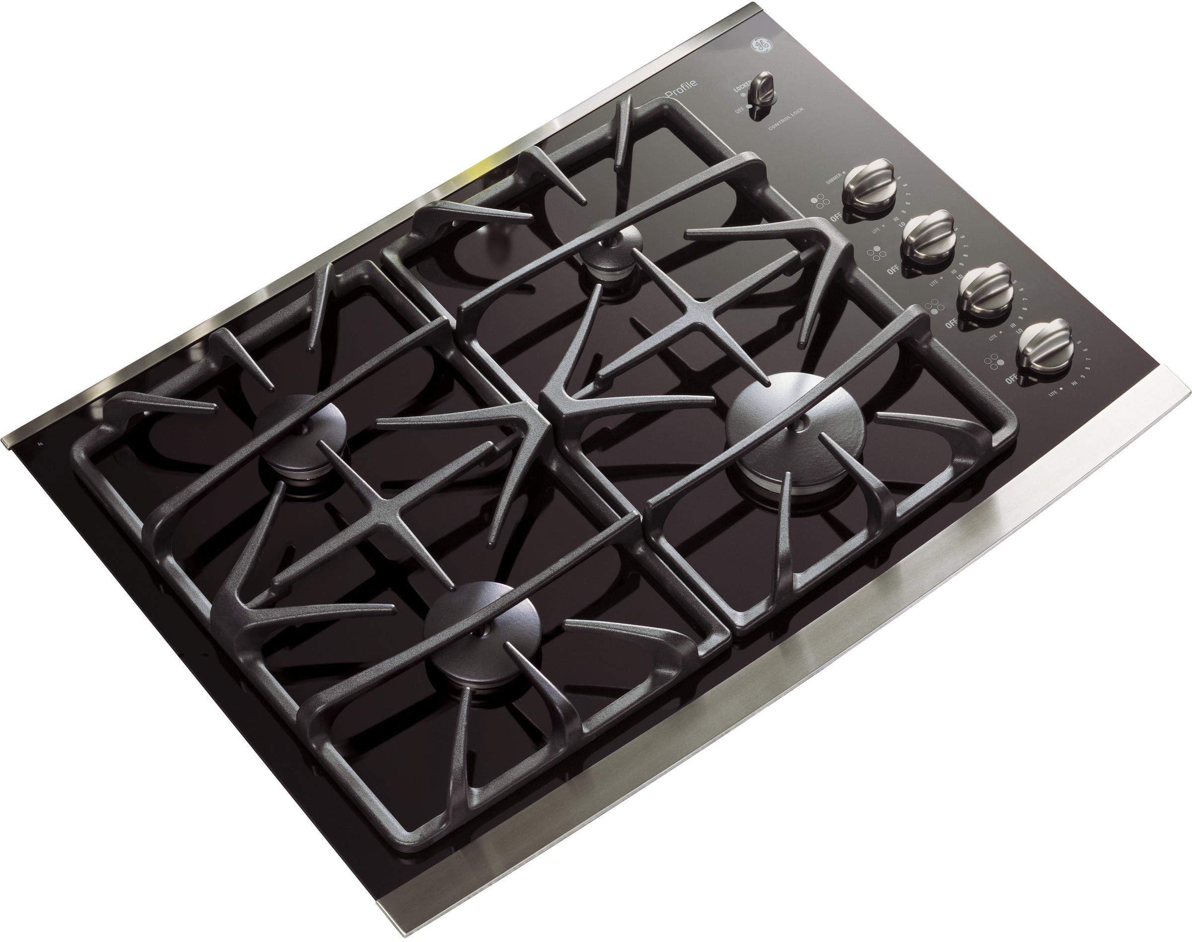 GE JGP940SEKSS Black Surface with Stainless Steel Accents