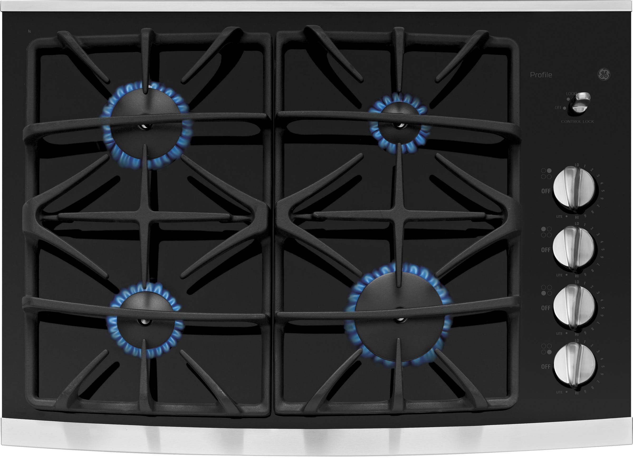 GE JGP940SEKSS Black Surface with Stainless Steel Accents