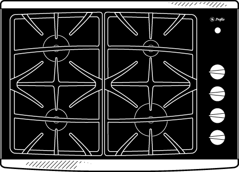 GE JGP940SEKSS 30 Inch Gas Cooktop with 4 Sealed Burners, PowerBo...