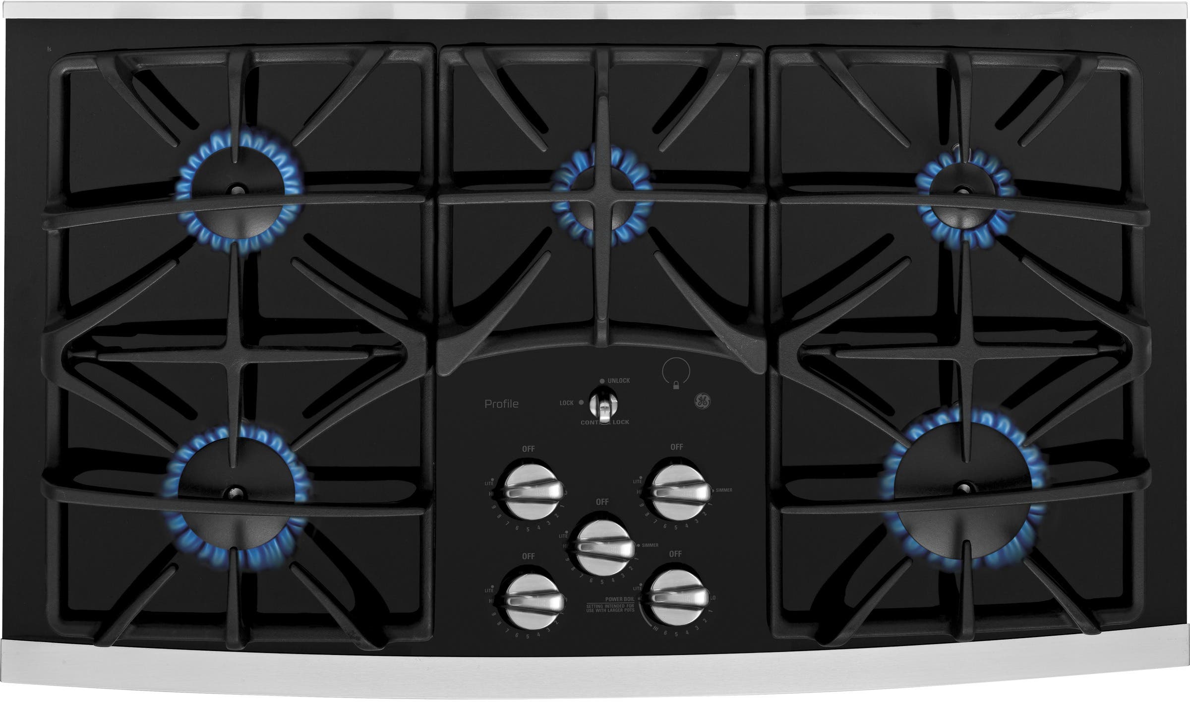 GE JGP970SEKSS Black Surface with Stainless Steel Accents