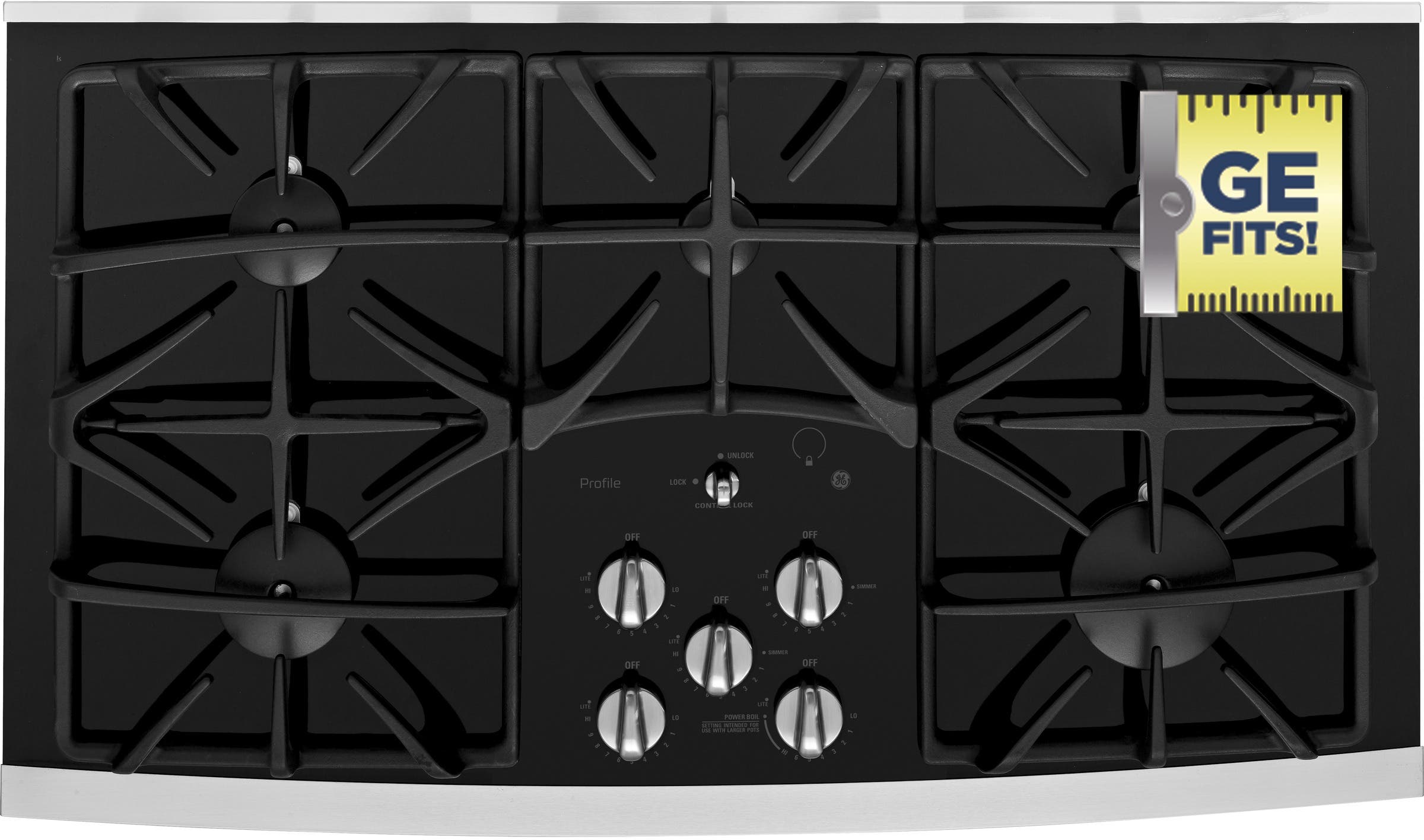 GE JGP970SEKSS Black Surface with Stainless Steel Accents