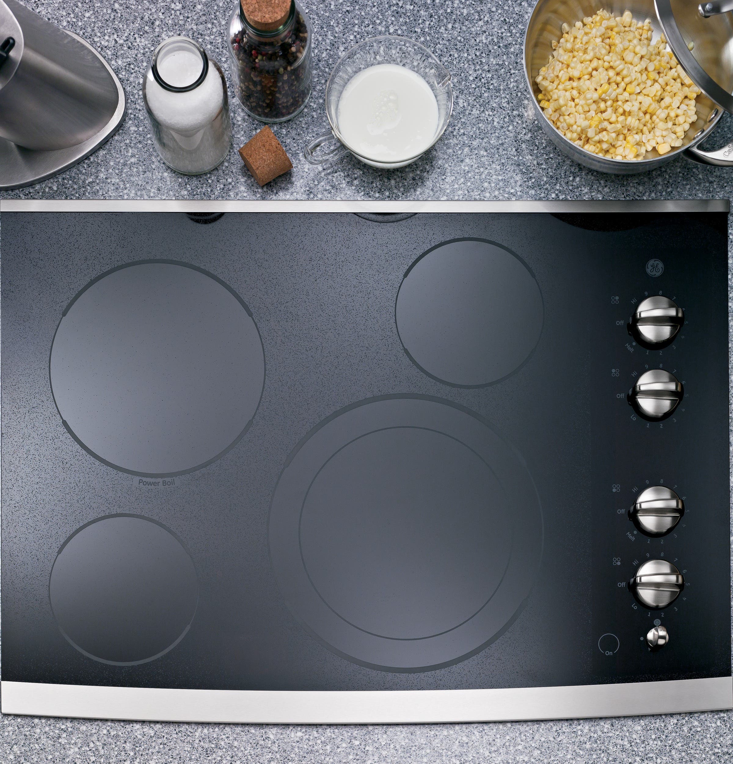 GE JP356SMSS Black Surface with Stainless Steel Accents