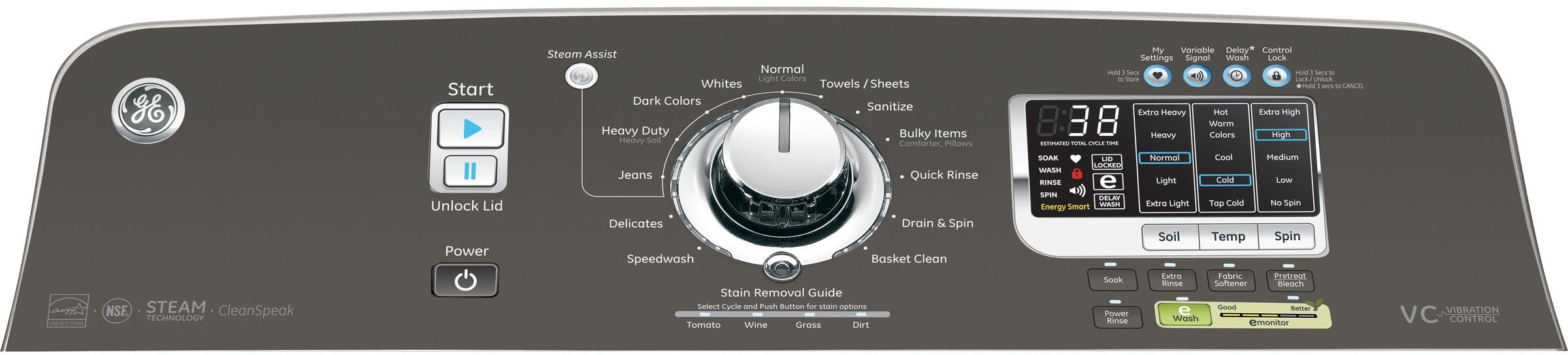 GE GTWS8355HMC Metallic
