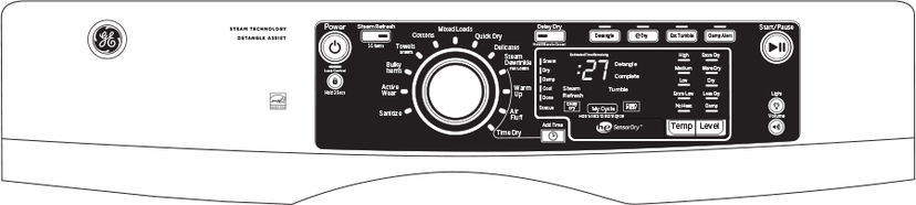 GE GFD48GSPKRR 28 Inch Front Load Gas Dryer with Steam: Ruby Red