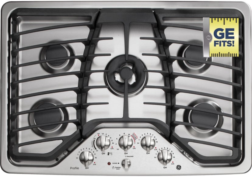 GE PGP959SETSS 30 Inch Gas Cooktop with Tri-Ring Burner, Griddle,...