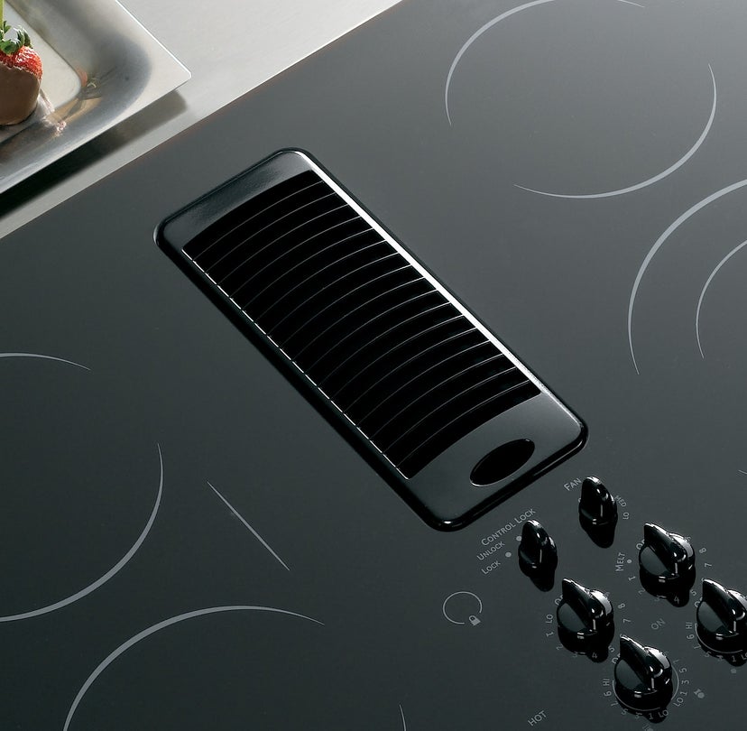 GE PP989DNBB 30" Smoothtop Electric Downdraft Cooktop with 400 ...