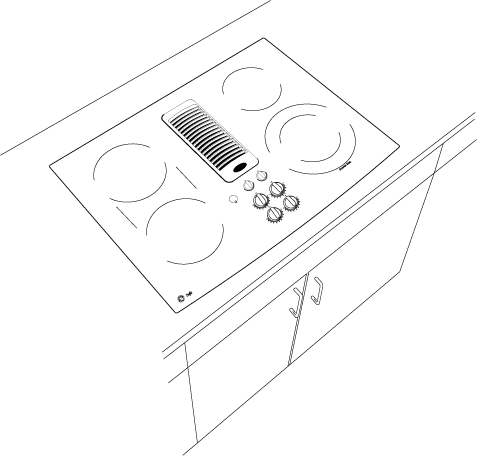 GE PP989DNBB 30" Smoothtop Electric Downdraft Cooktop with 400 ...