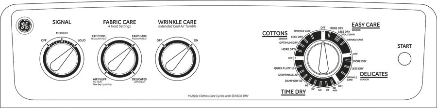 GE GRDN510EMWS 27" Electric Dryer