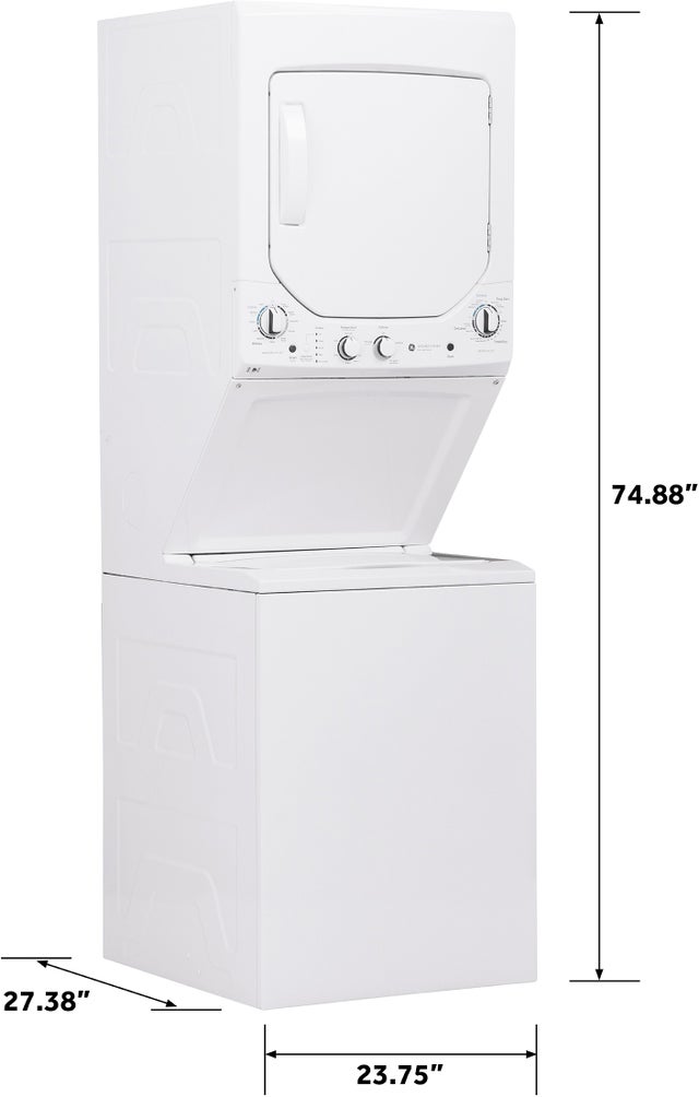 GE GUD24ESSMWW 24 Inch Electric Laundry Center with Auto-load Sen...