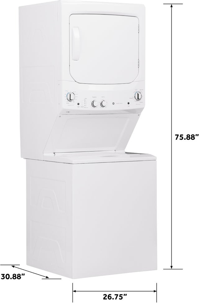 GE GUD27ESSMWW 27 Inch Electric Laundry Center with Auto-load Sen...