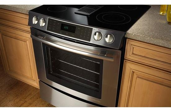 Jenn Air JES9800CAS 30" Slide-In Electric Downdraft Range with Convect...