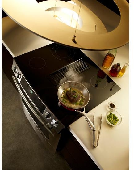 Jenn Air JES9800CAS 30" Slide-In Electric Downdraft Range with Convect...