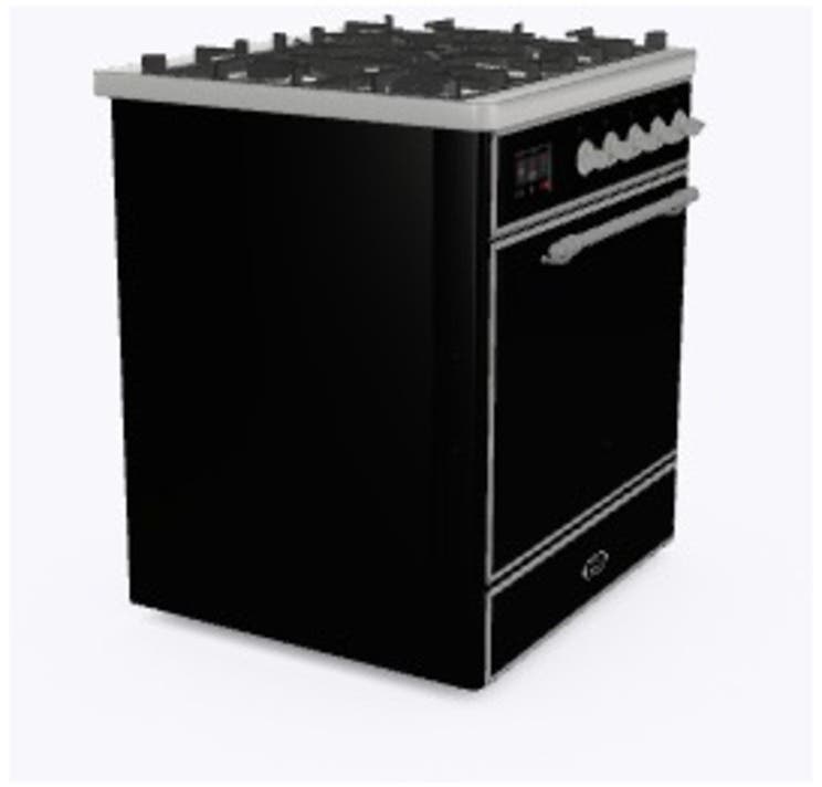 Ilve UM30DQNE3BKC Natural Gas In Glossy Black W/ Chrome Trim