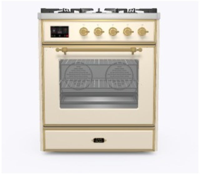 Ilve UM30DNE3AWGLP 30" Dual Fuel Freestanding Range w/ 5 Sealed Burne...