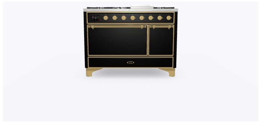 Ilve UM12FDQNS3BKG Natural Gas In Glossy Black W/ Brass Trim