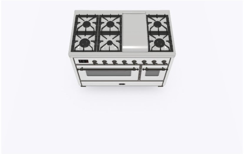 Ilve UM12FDNS3WHBLP 48 Inch Freestanding Dual Fuel Range with 8 Sealed...