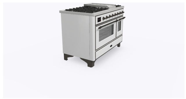 Ilve UM12FDNS3WHBLP 48 Inch Freestanding Dual Fuel Range with 8 Sealed...