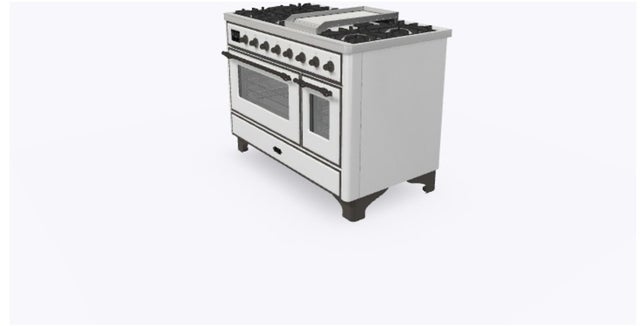 Ilve UM12FDNS3WHBLP 48 Inch Freestanding Dual Fuel Range with 8 Sealed...