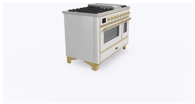 Ilve UM12FDNS3WHGLP 48 Inch Freestanding Dual Fuel Range with 8 Sealed...