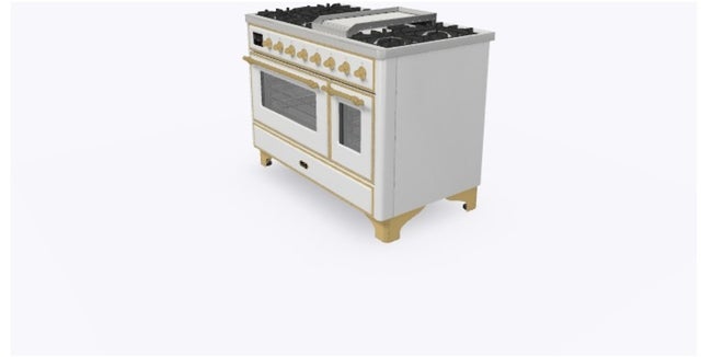 Ilve UM12FDNS3WHGLP 48 Inch Freestanding Dual Fuel Range with 8 Sealed...