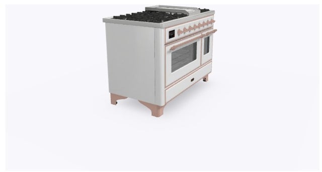 Ilve UM12FDNS3WHPLP 48 Inch Freestanding Dual Fuel Range with 8 Sealed...