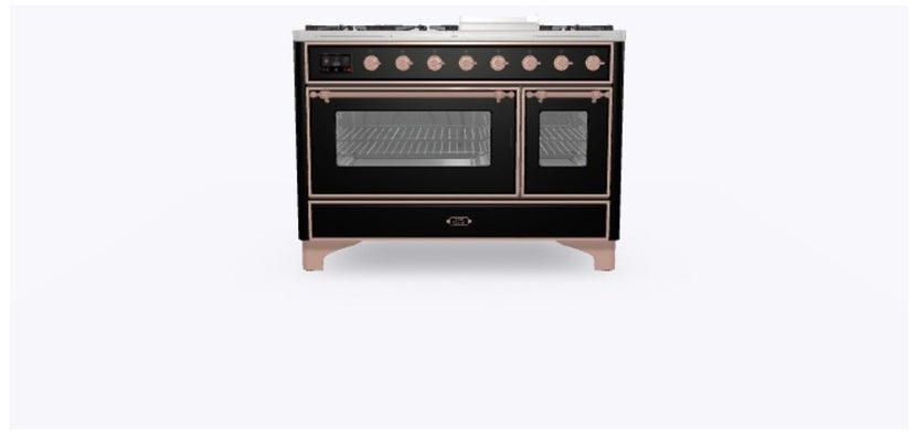 Ilve UM12FDNS3BKPLP 48 Inch Freestanding Dual Fuel Range with 8 Sealed...