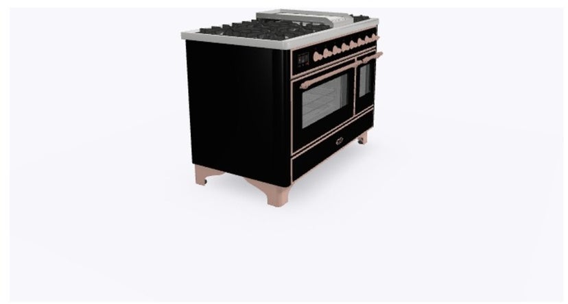 Ilve UM12FDNS3BKPLP 48 Inch Freestanding Dual Fuel Range with 8 Sealed...