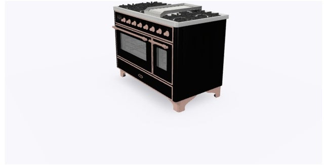 Ilve UM12FDNS3BKPLP 48 Inch Freestanding Dual Fuel Range with 8 Sealed...