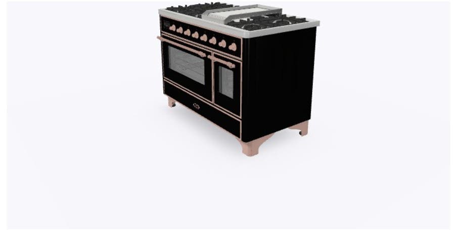Ilve UM12FDNS3BKP Natural Gas In Glossy Black W/ Copper Trim